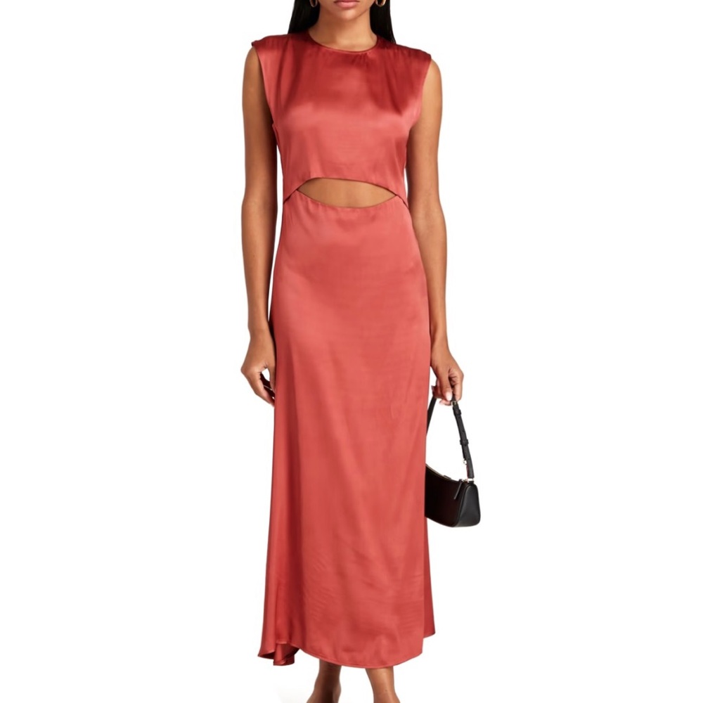 NEW LOULOU STUDIO CUTOUT SATIN MIDI DRESS